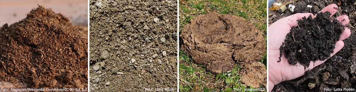 Grundmaterial för tillverkning av jord.